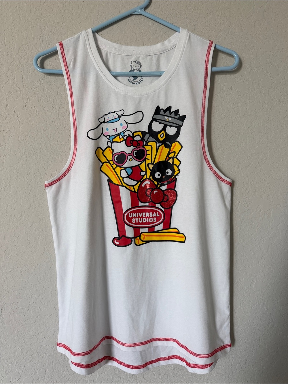 Hello Kitty White Graphic Tank with Red Trim